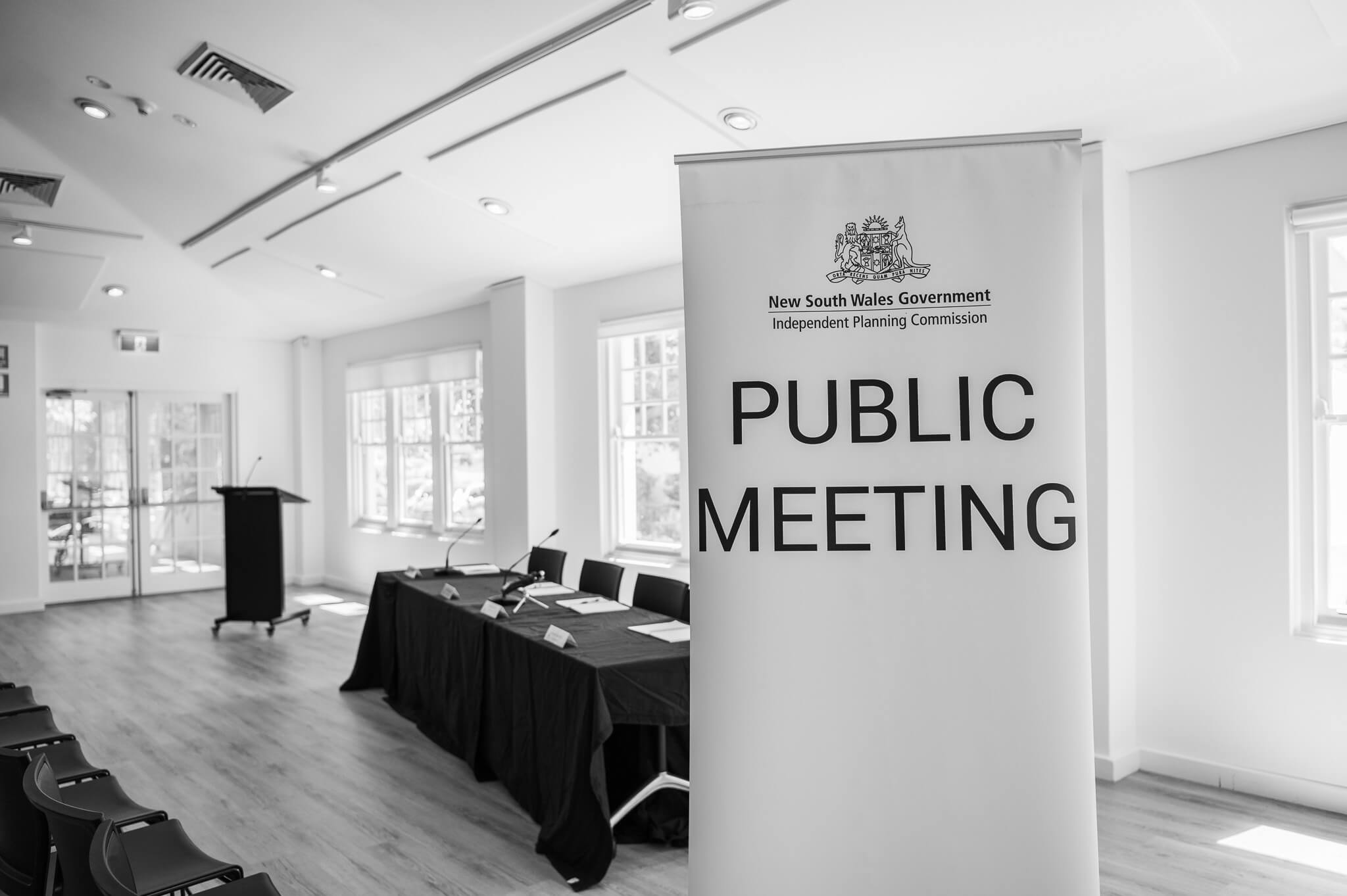 Public meeting banner