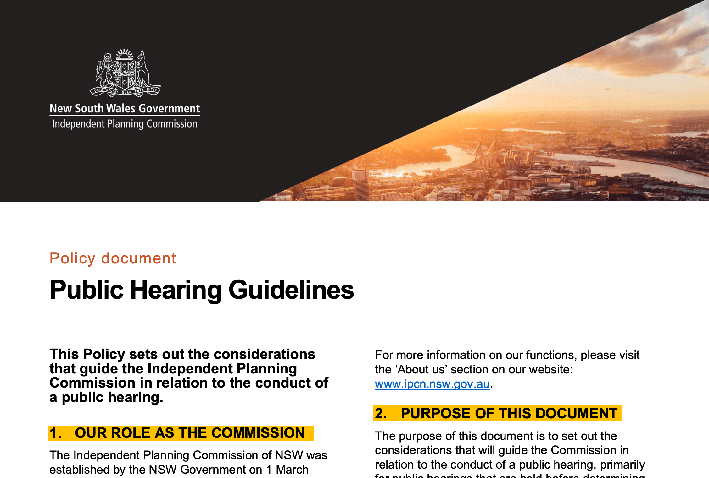 Public hearing guidelines